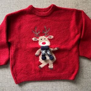 Zara Kids Red Reindeer Sweater